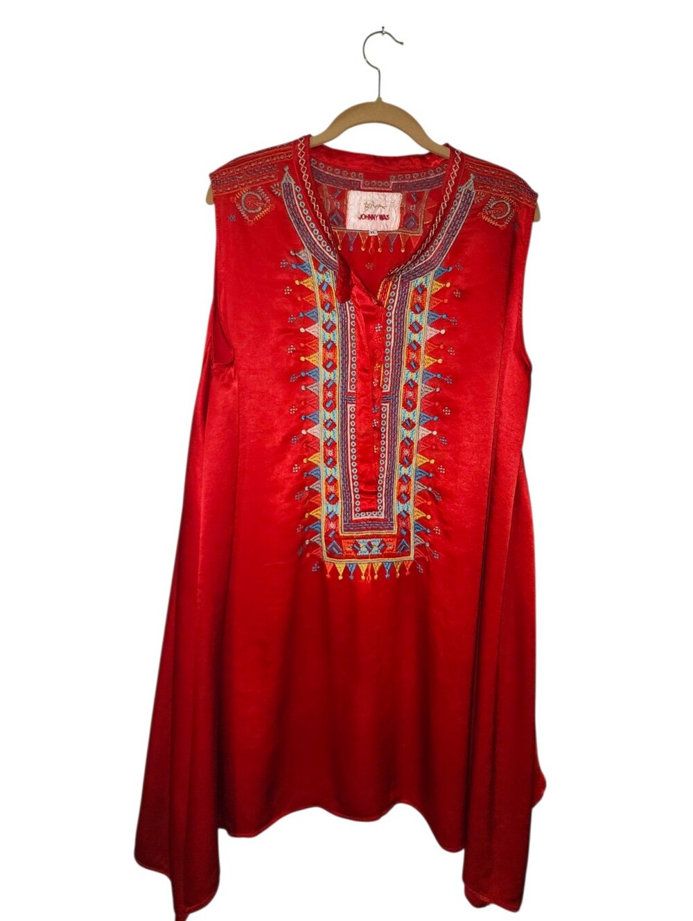 Biya / Johnny Was Versairo Crinkle Satin Tunic Dress | Size XL